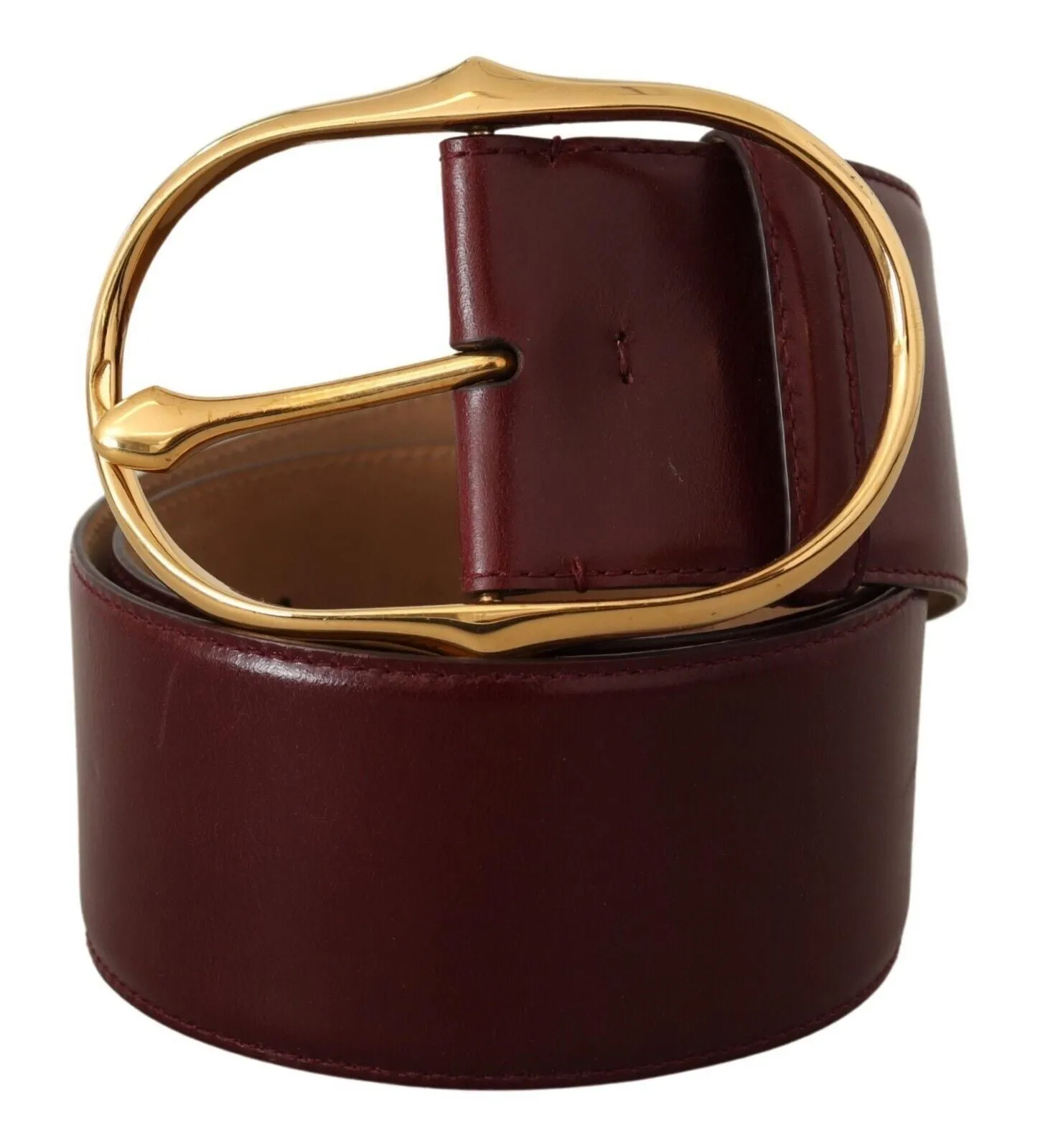 Elegant Brown Leather Belt with Gold Oval Buckle sold by Louxly product image thumbnail 2