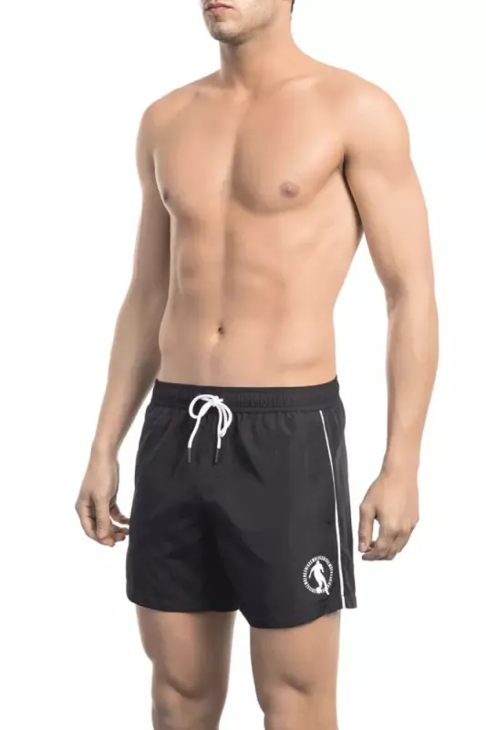 Black Polyester Men Swim Short sold by Louxly