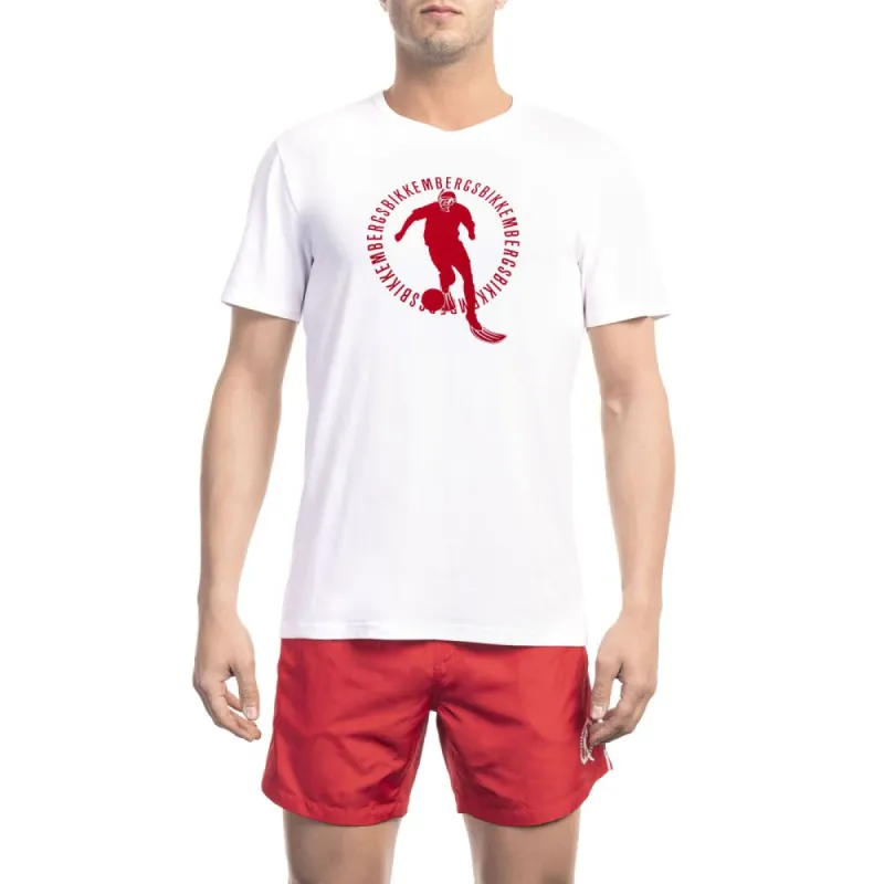 White Cotton Men T-Shirt made by Bikkembergs
