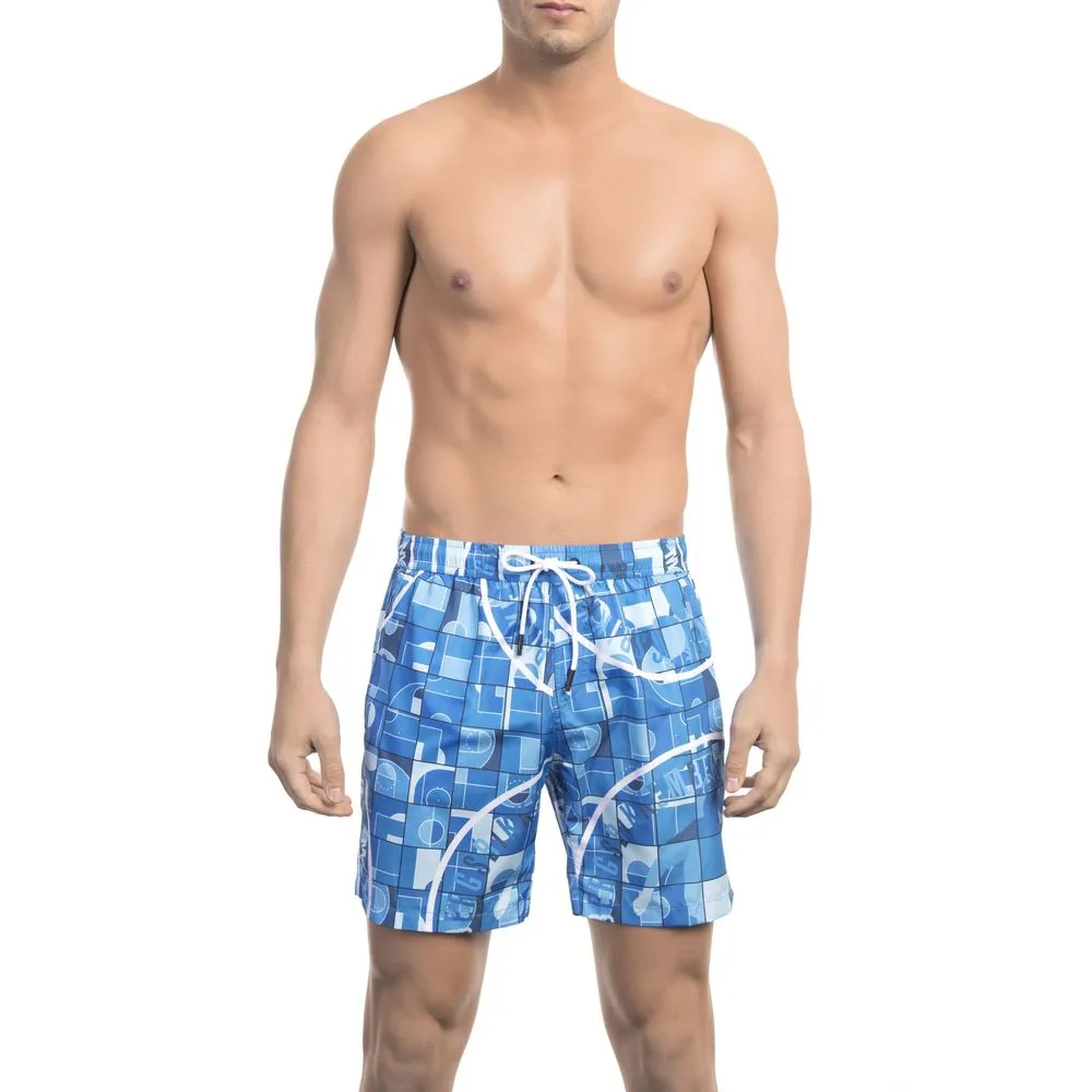 Light Blue Polyester Men Swim Short sold by Louxly