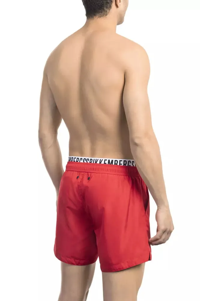 Red Polyester Men Swim Short sold by Louxly product image thumbnail 2