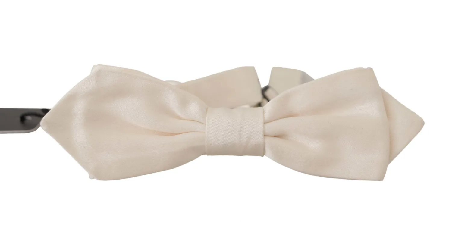 Elegant White Silk Bow Tie sold by Louxly