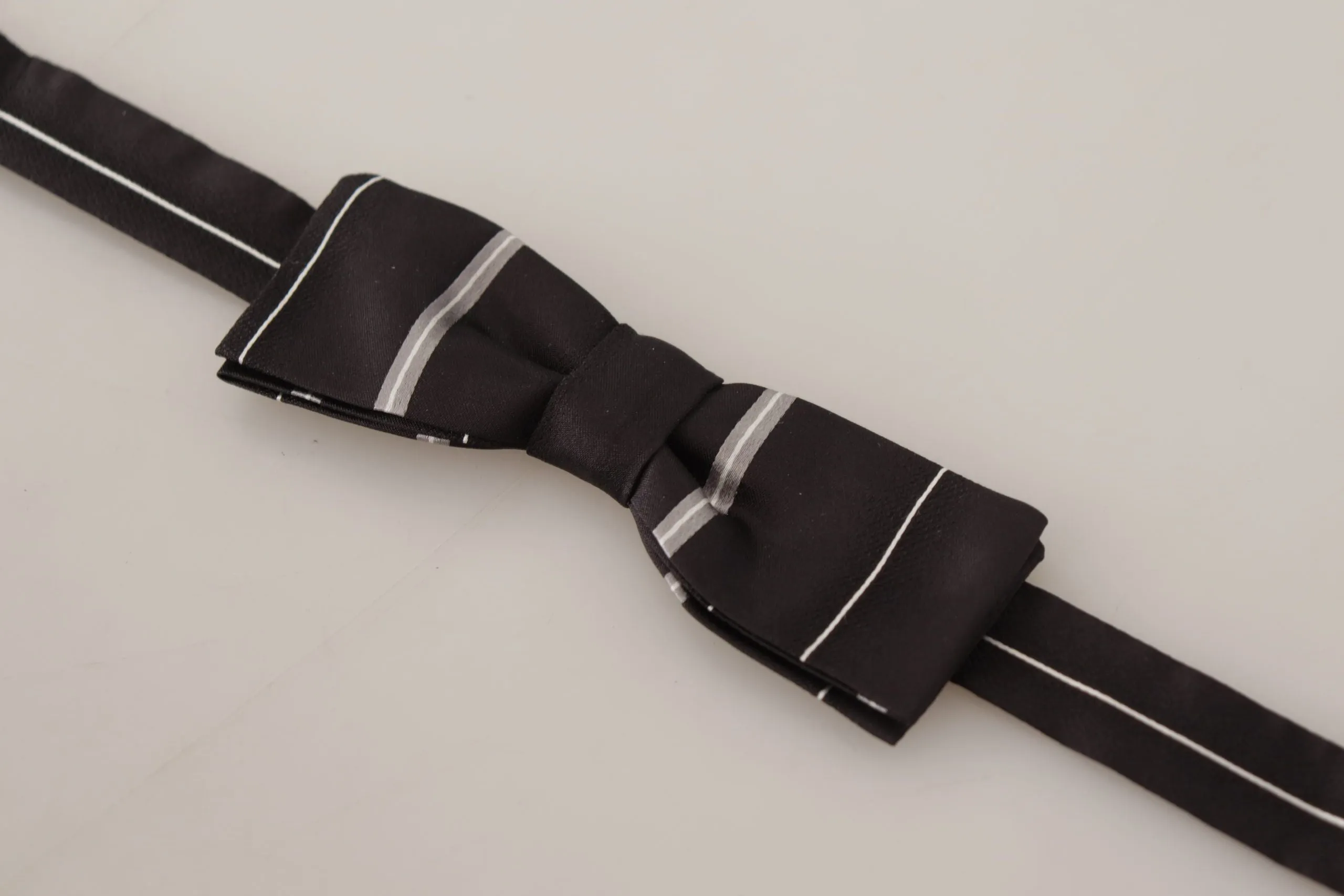 Elegant Silk Bow Tie in Black and Grey sold by Louxly product image thumbnail 3