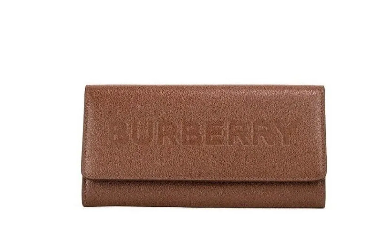 Porter Tan Grained Leather Embossed Continental Clutch Flap Wallet Brown sold by Louxly
