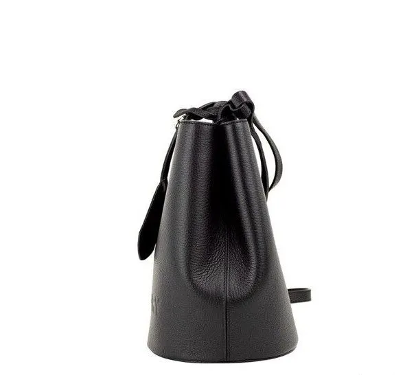 Lorne Small Black Pebbled Leather Bucket Crossbody Handbag Purse sold by Louxly product image thumbnail 4