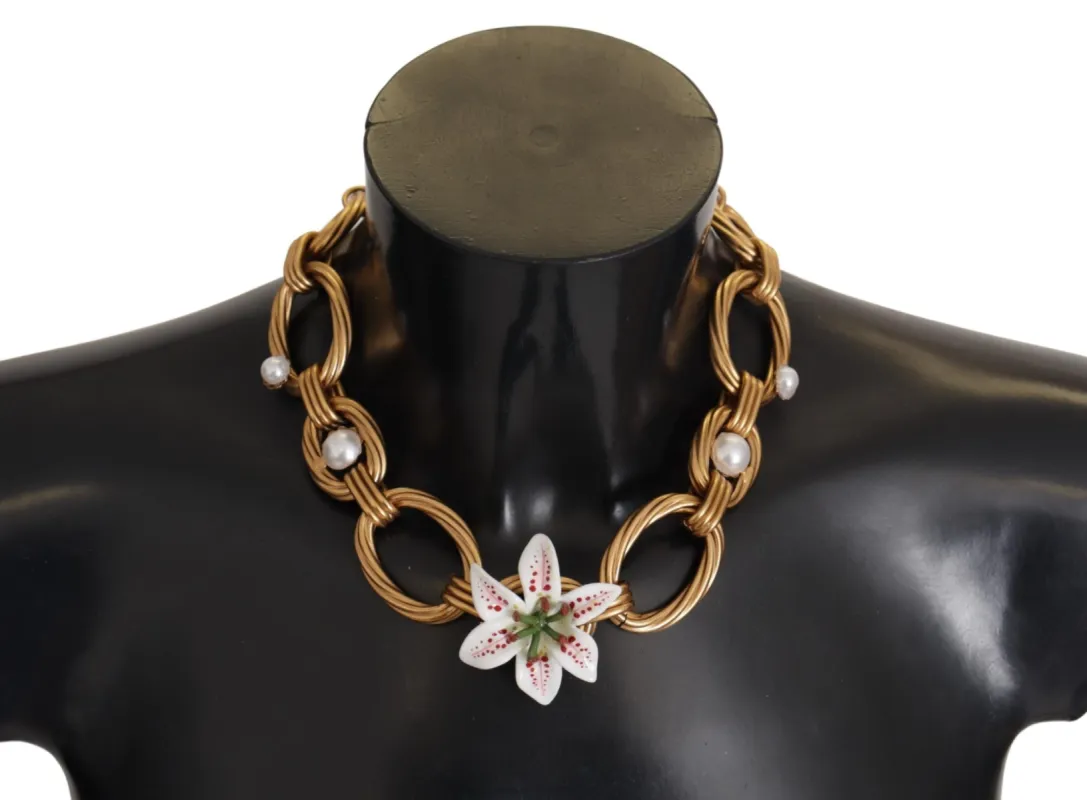 Elegant Gold Lilly Flower Pendant Necklace sold by Louxly