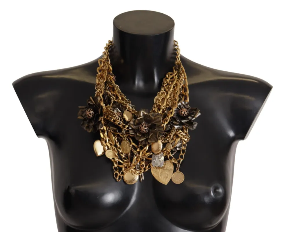 Sicilian Glamour Gold Statement Necklace sold by Louxly