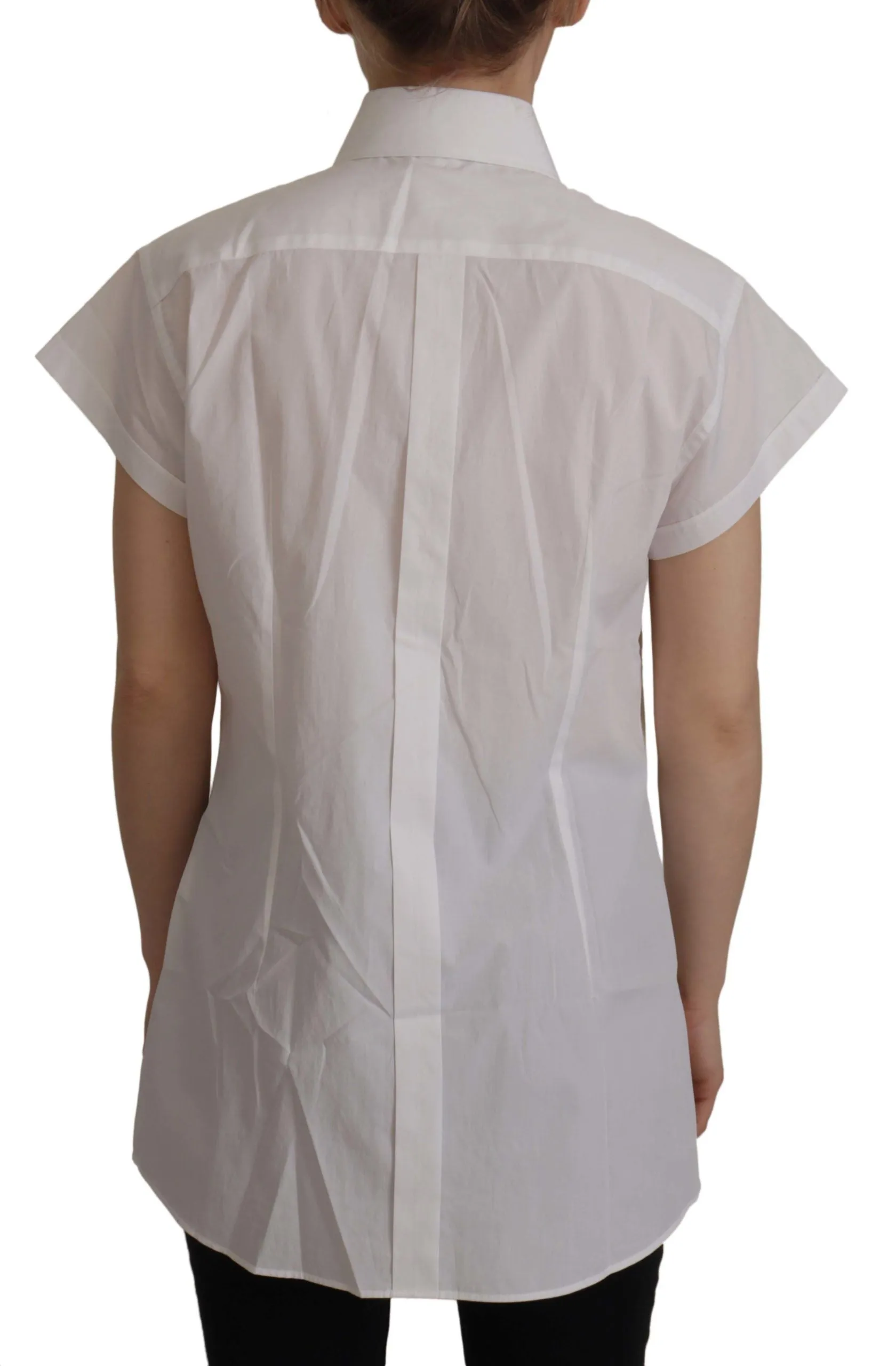 Elegant Sleeveless Tuxedo Blouse with Crystal Buttons sold by Louxly product image thumbnail 3