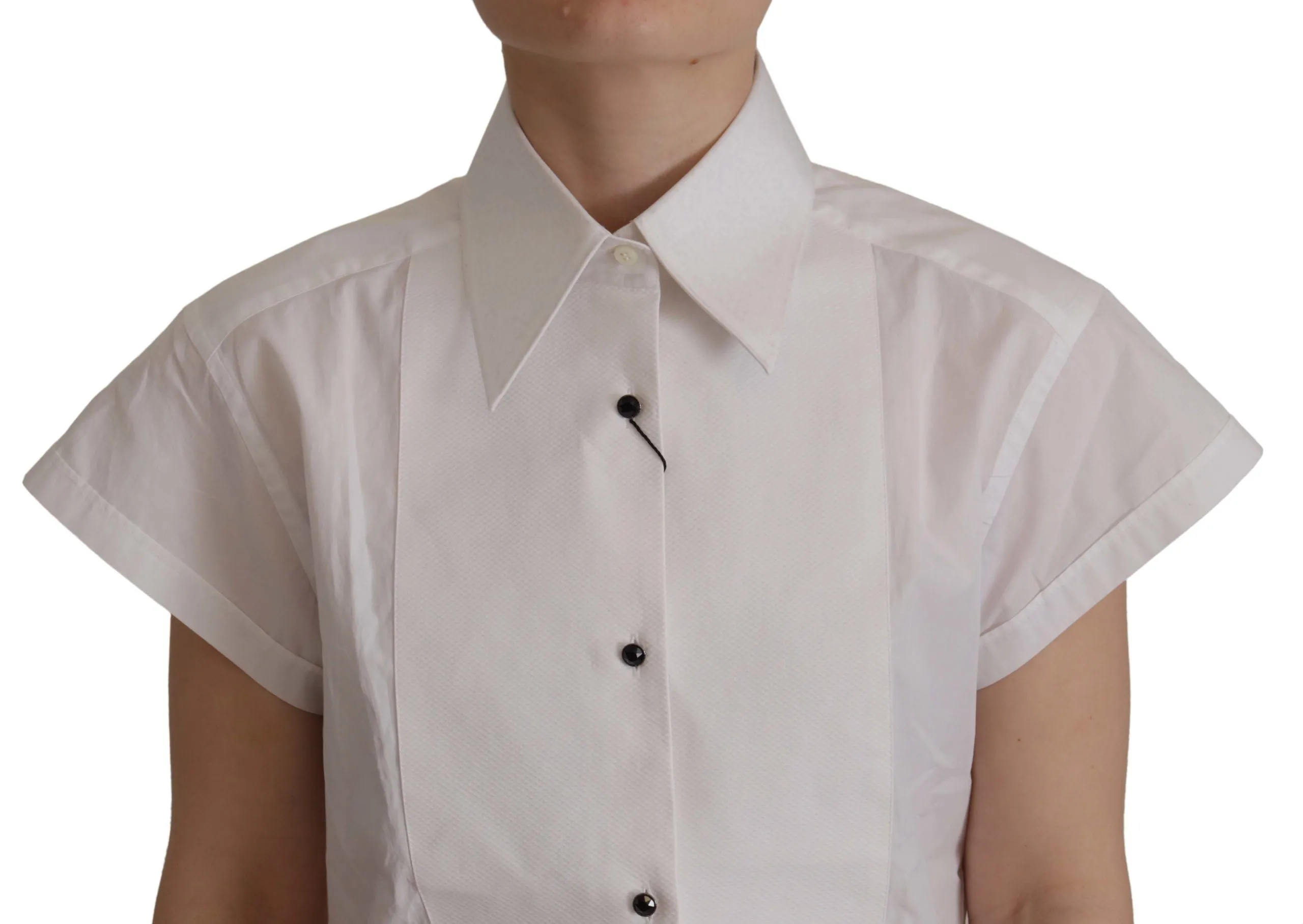 Elegant Sleeveless Tuxedo Blouse with Crystal Buttons sold by Louxly product image thumbnail 4