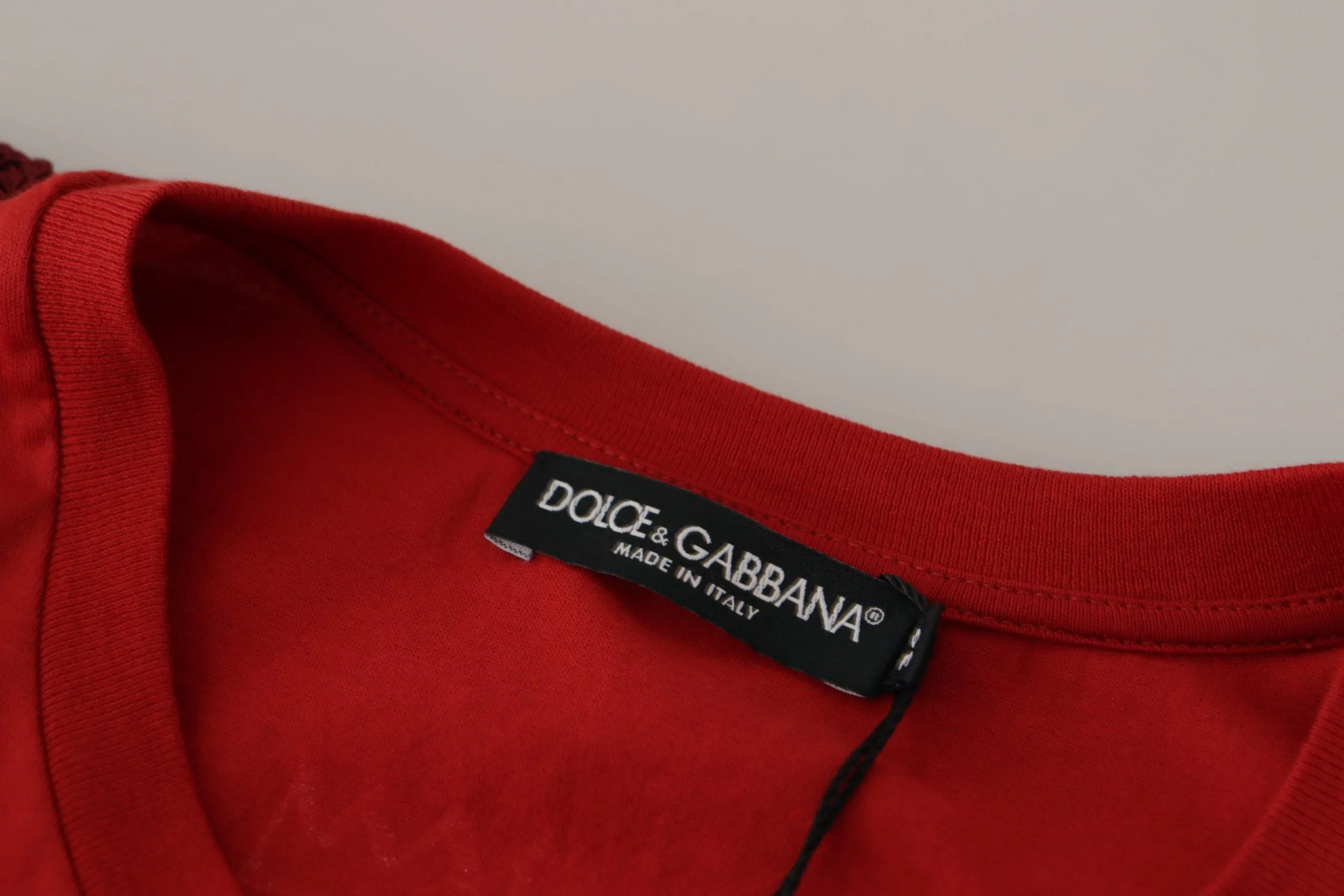 Elegant Red Crewneck Cotton Tee sold by Louxly product image thumbnail 5