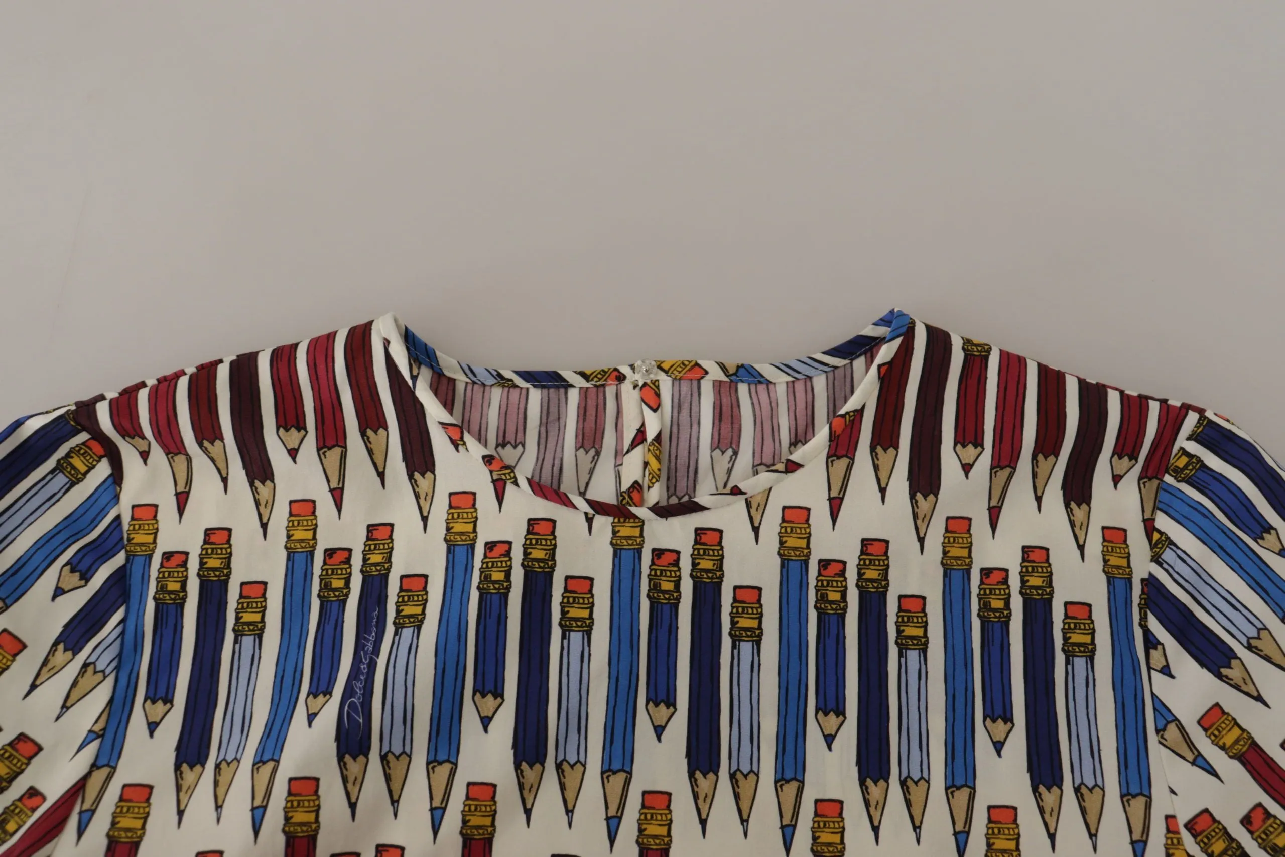 Chic White Pencil Print Short Sleeve Blouse sold by Louxly product image thumbnail 5