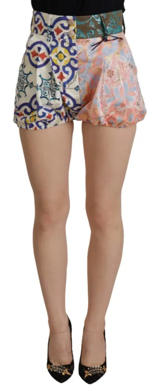 Multicolor Majolica High-Waist Jacquard Shorts sold by Louxly