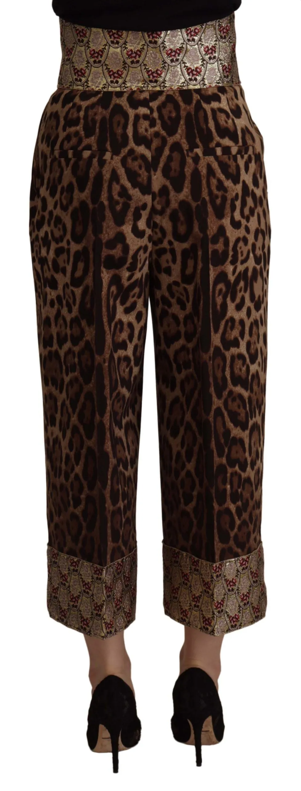 High Waist Cropped Leopard Jacquard Pants sold by Louxly product image thumbnail 3