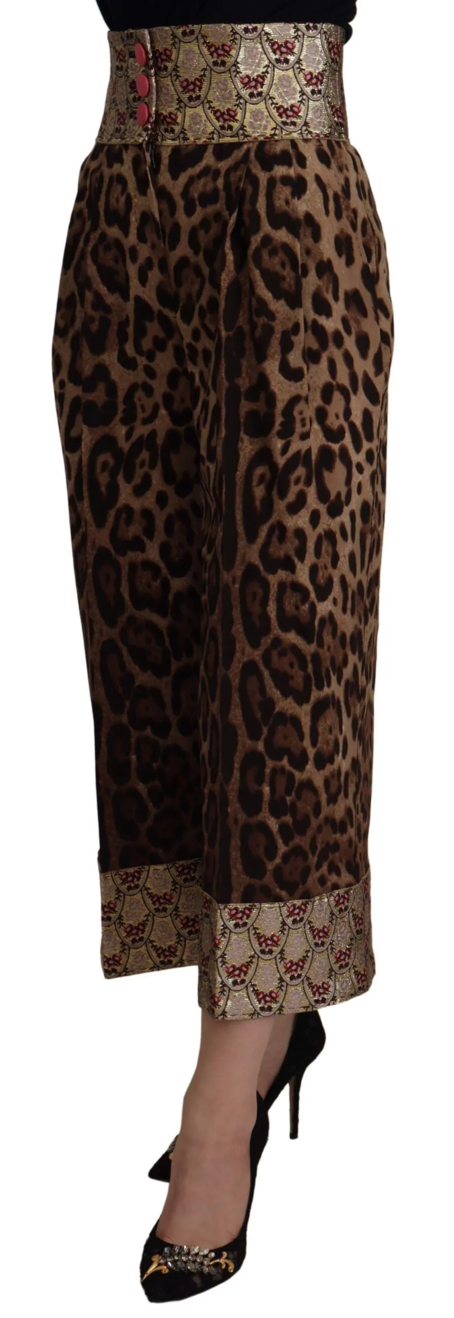 High Waist Cropped Leopard Jacquard Pants sold by Louxly product image thumbnail 2