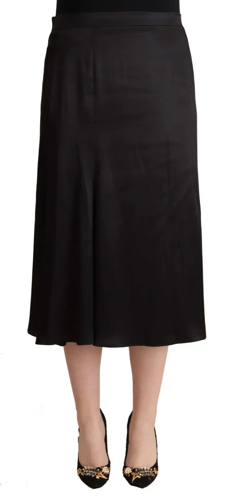 Elegant High Waist Midi Black Skirt sold by Louxly