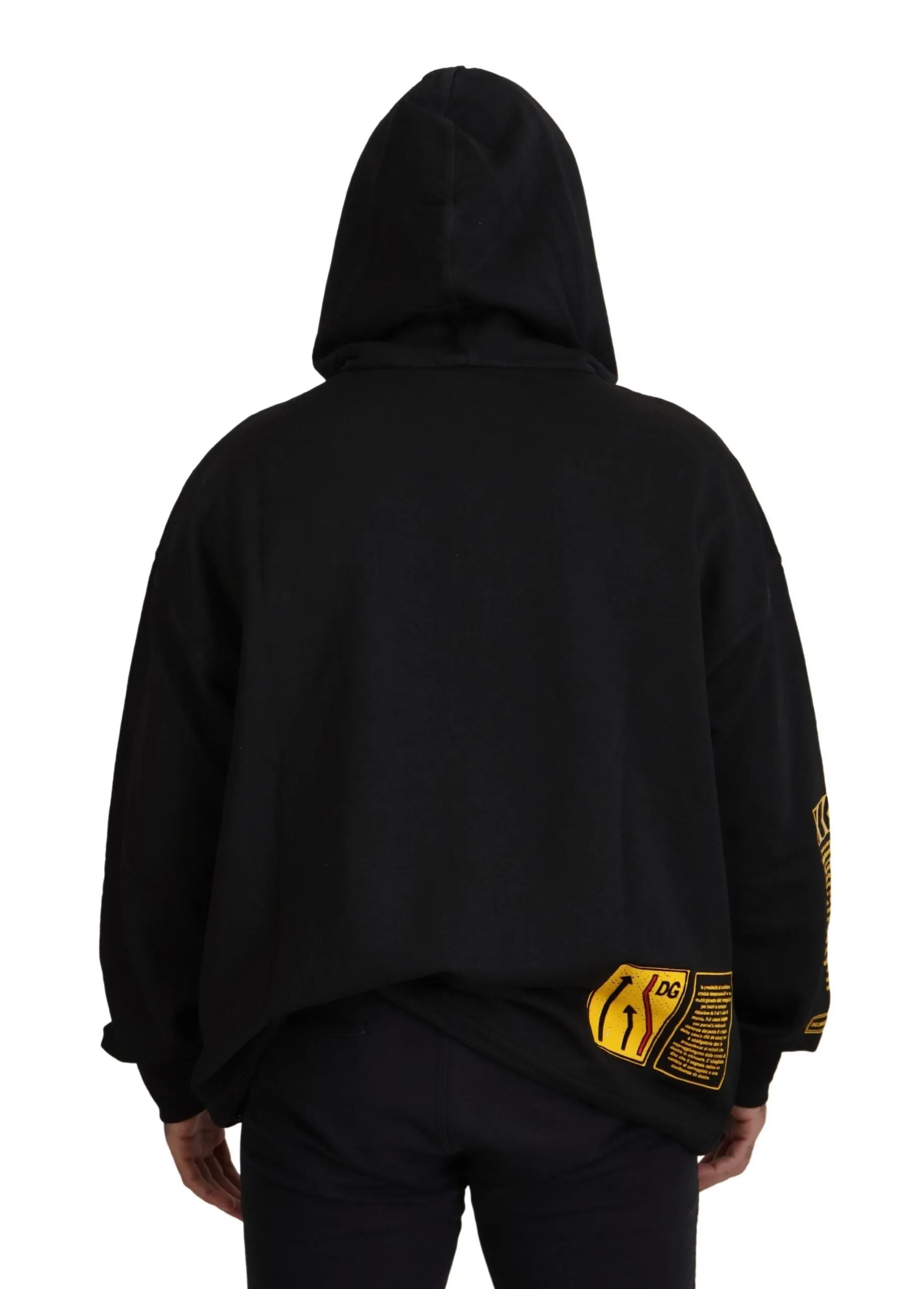 Elegant Black Cotton Hooded Sweater sold by Louxly product image thumbnail 5