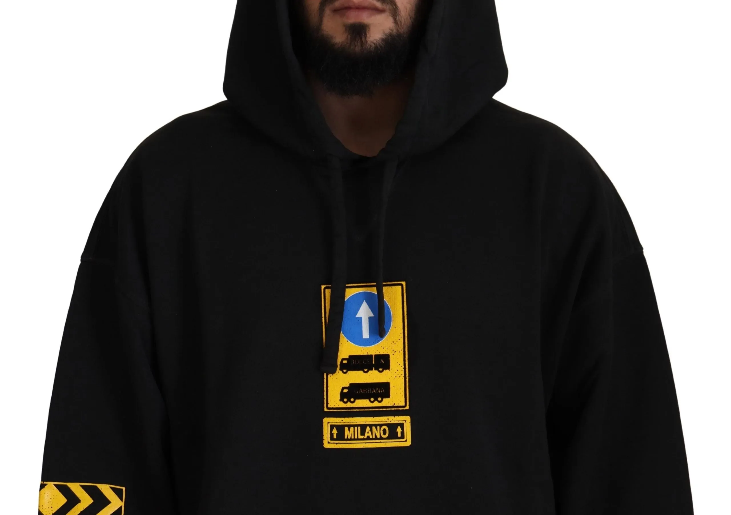 Elegant Black Cotton Hooded Sweater sold by Louxly product image thumbnail 2