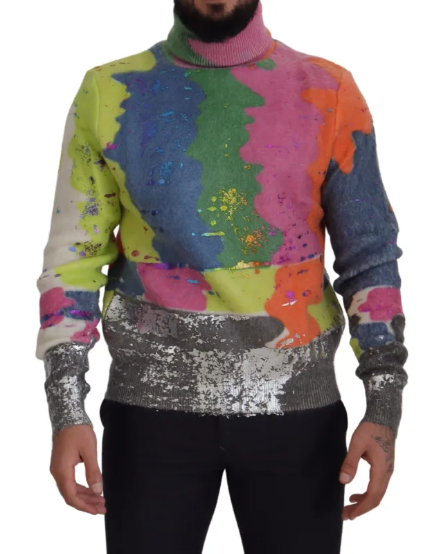 Multicolor Turtleneck TV Motive Sweater sold by Louxly