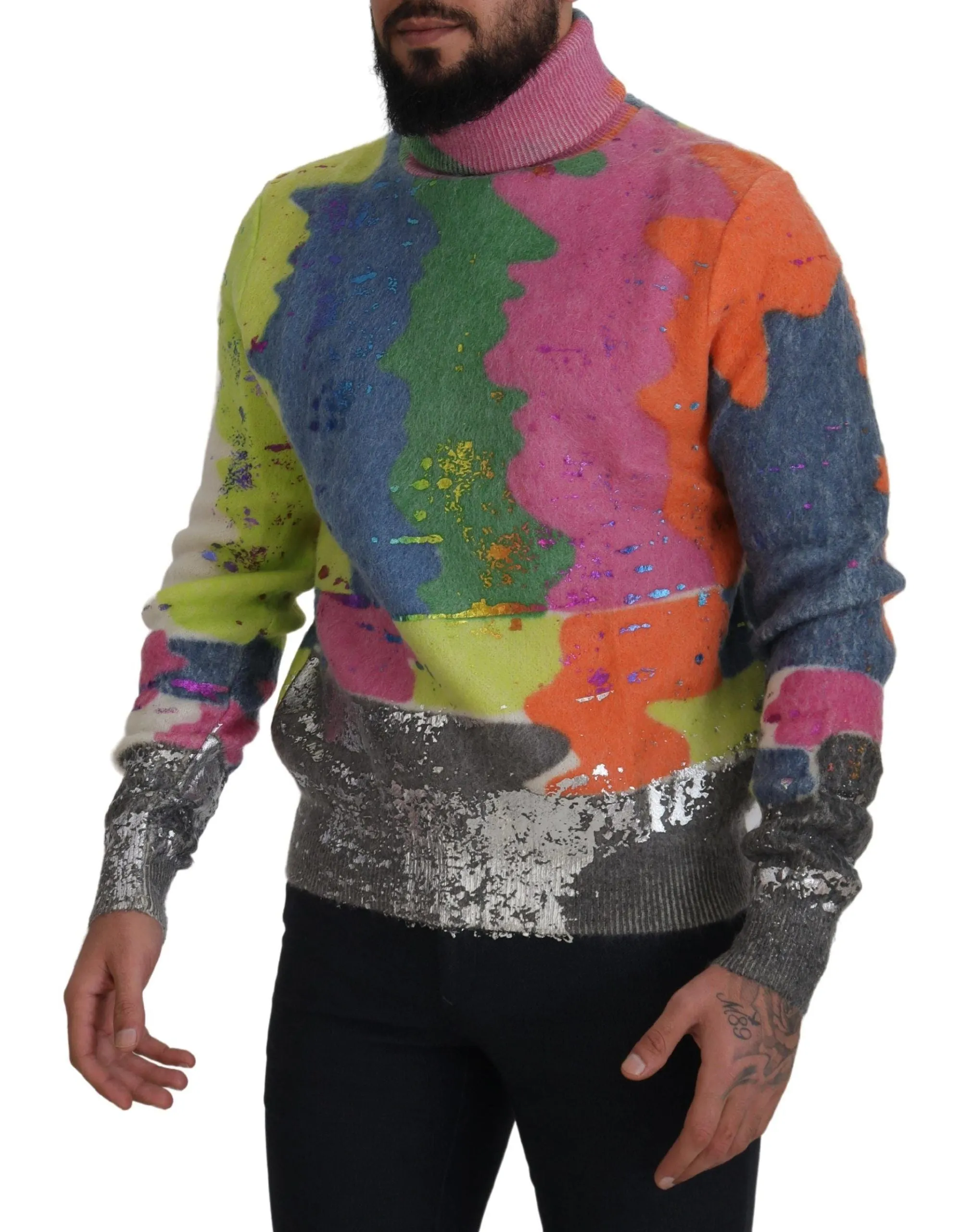 Multicolor Turtleneck TV Motive Sweater sold by Louxly product image thumbnail 5