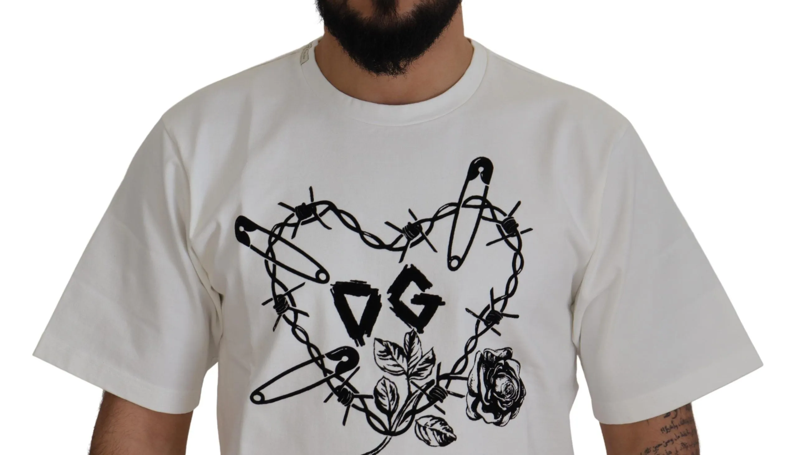 Elegant White Heart Roses Crewneck Tee sold by Louxly product image thumbnail 4