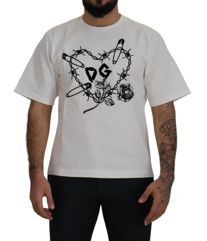 Elegant White Heart Roses Crewneck Tee sold by Louxly