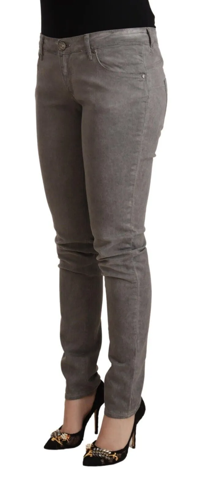 Chic Gray Low Waist Skinny Cotton Jeans sold by Louxly product image thumbnail 2