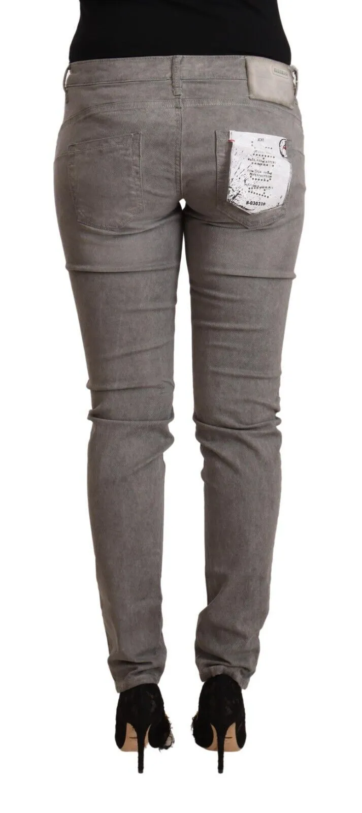 Chic Gray Low Waist Skinny Cotton Jeans sold by Louxly product image thumbnail 3