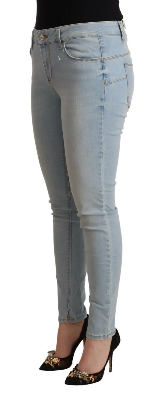 Light Blue Mid Waist Skinny Denim sold by Louxly product image thumbnail 2