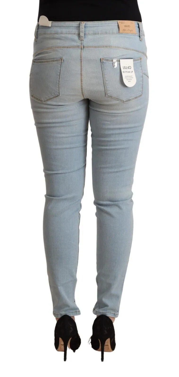 Light Blue Mid Waist Skinny Denim sold by Louxly product image thumbnail 3