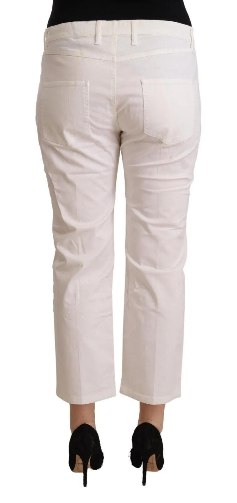 Chic White Mid Waist Skinny Cropped Jeans sold by Louxly product image thumbnail 3