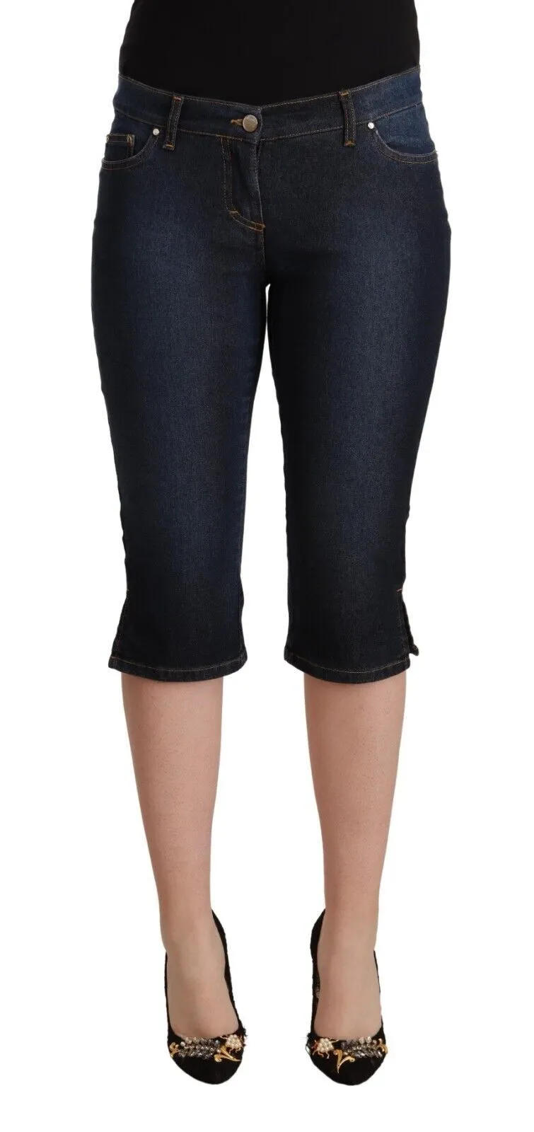 Chic Low Waist Capri Denim Pants sold by Louxly