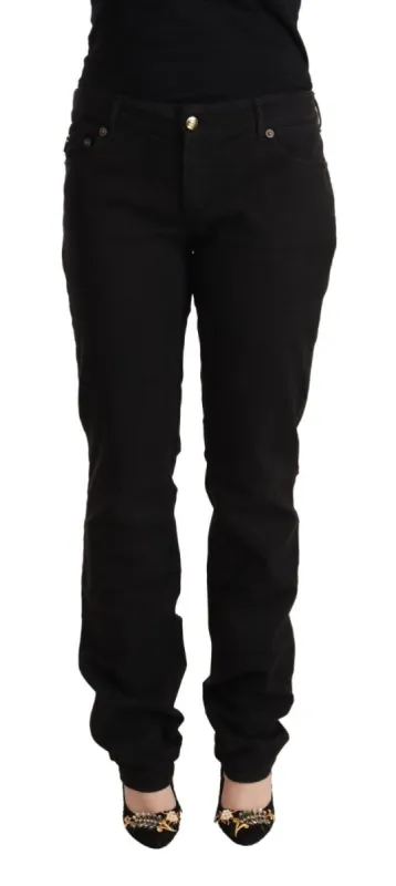 Sleek Mid-Waist Slim Fit Black Jeans made by Just Cavalli