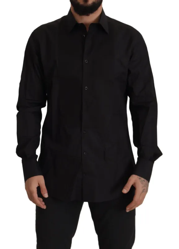 Sleek Black Tuxedo Dress Shirt - Slim Fit sold by Louxly
