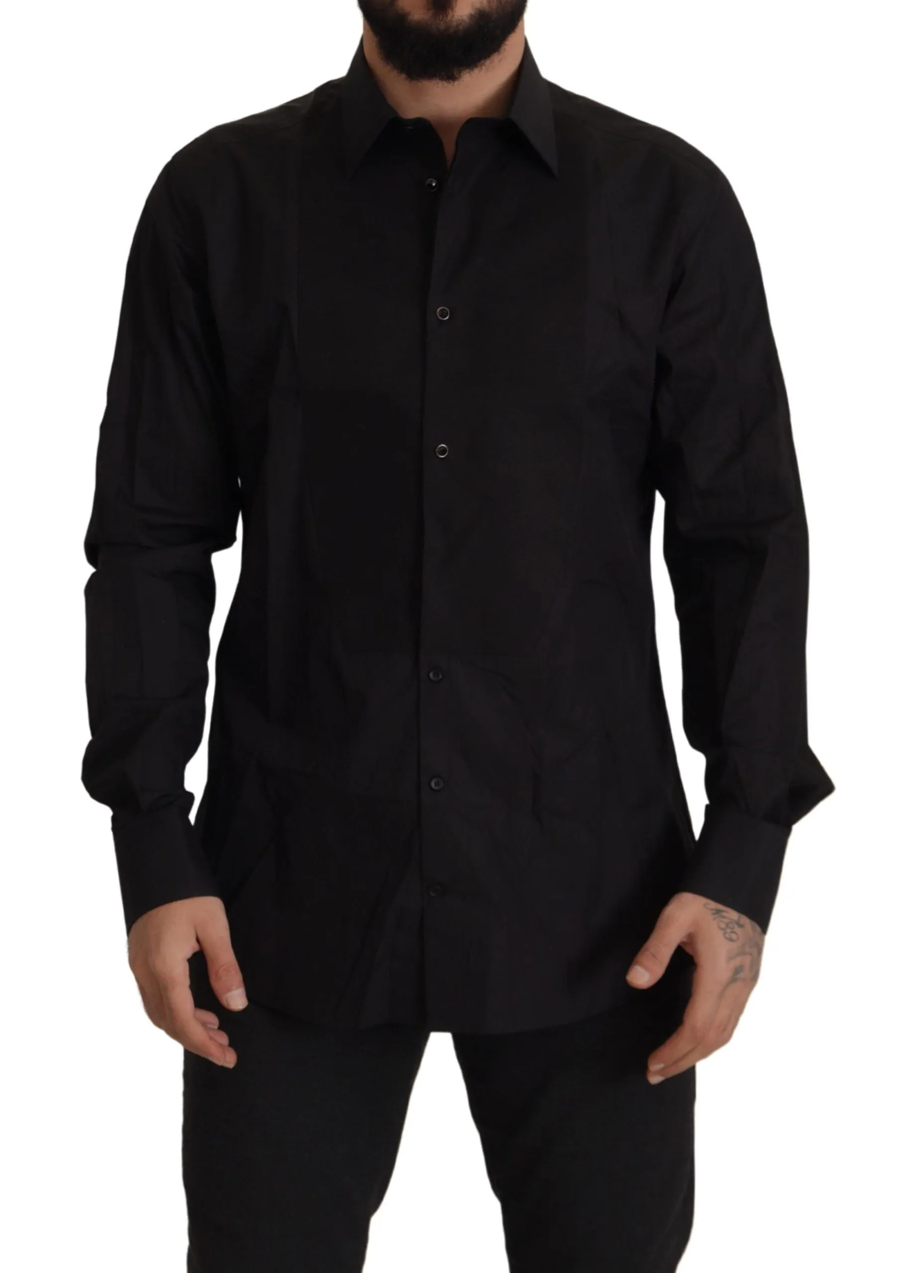 Sleek Black Tuxedo Dress Shirt - Slim Fit sold by Louxly