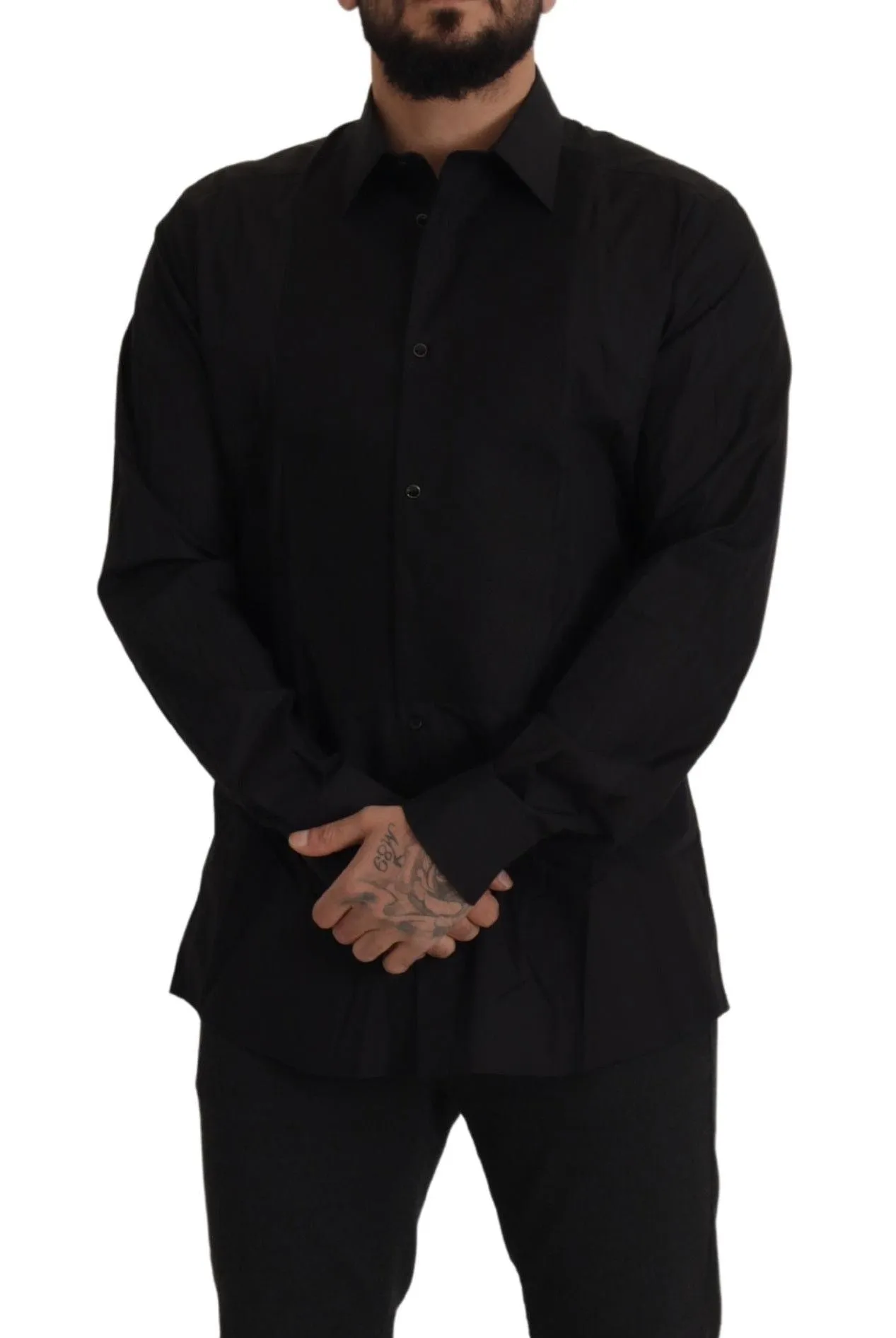 Sleek Black Tuxedo Dress Shirt - Slim Fit sold by Louxly product image thumbnail 5