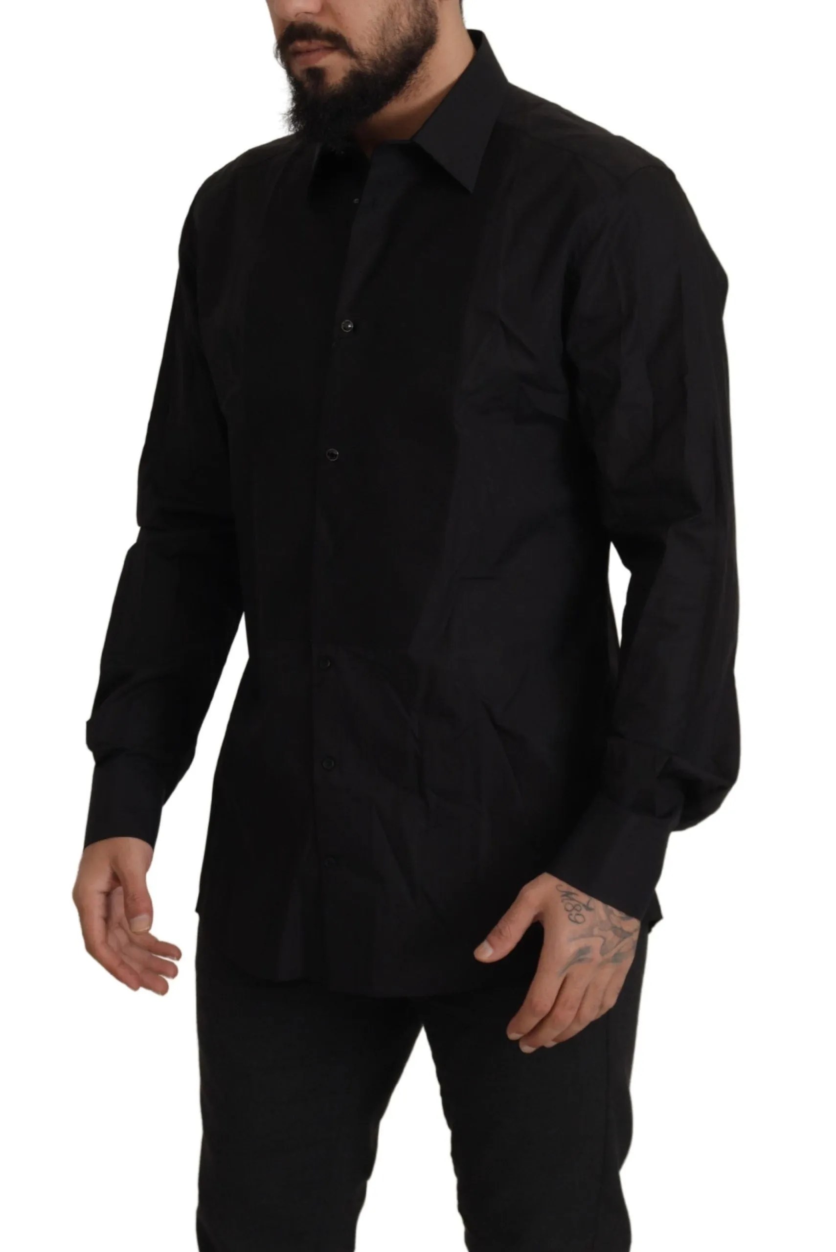 Sleek Black Tuxedo Dress Shirt - Slim Fit sold by Louxly product image thumbnail 2