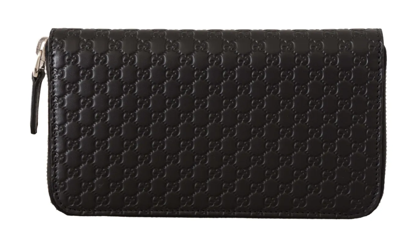 Elegant Black Leather Zip-Around Wallet sold by Louxly