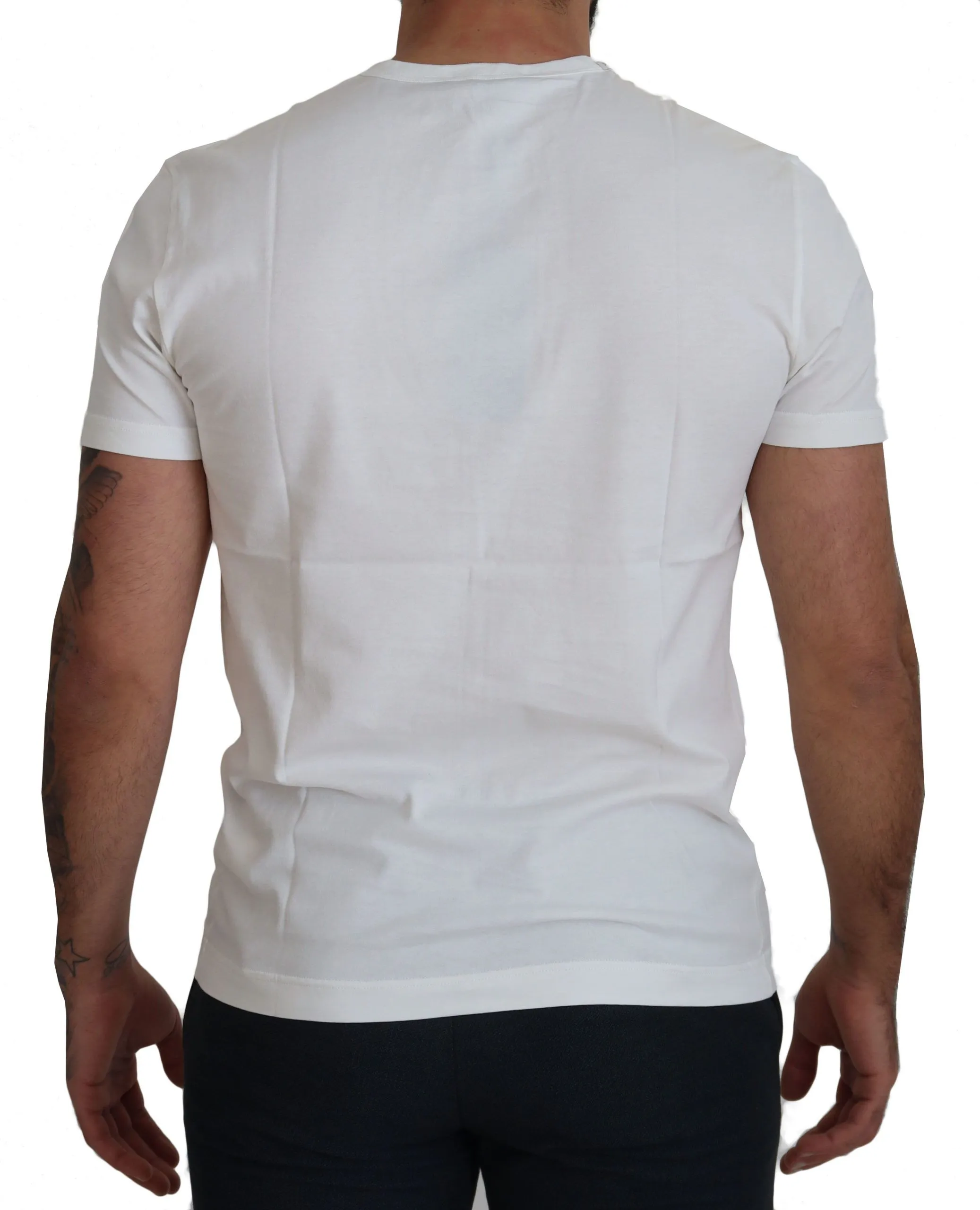 Chic White Logo Print Cotton Tee sold by Louxly product image thumbnail 3