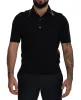 Elegant Black Silk Blend Polo T-Shirt sold by Louxly