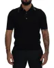Elegant Black Silk Blend Polo T-Shirt sold by Louxly