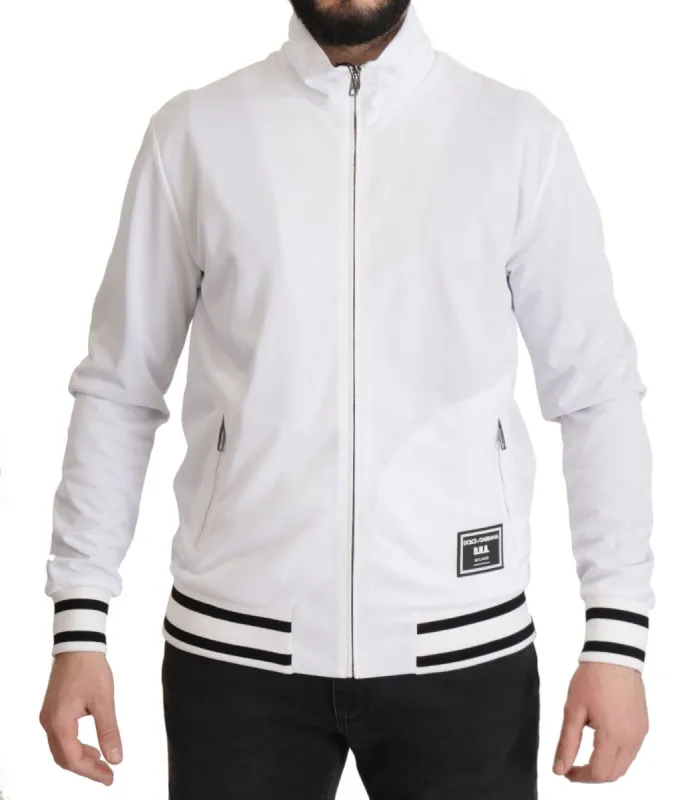 Sleek White Zip Sweater for Men sold by Louxly
