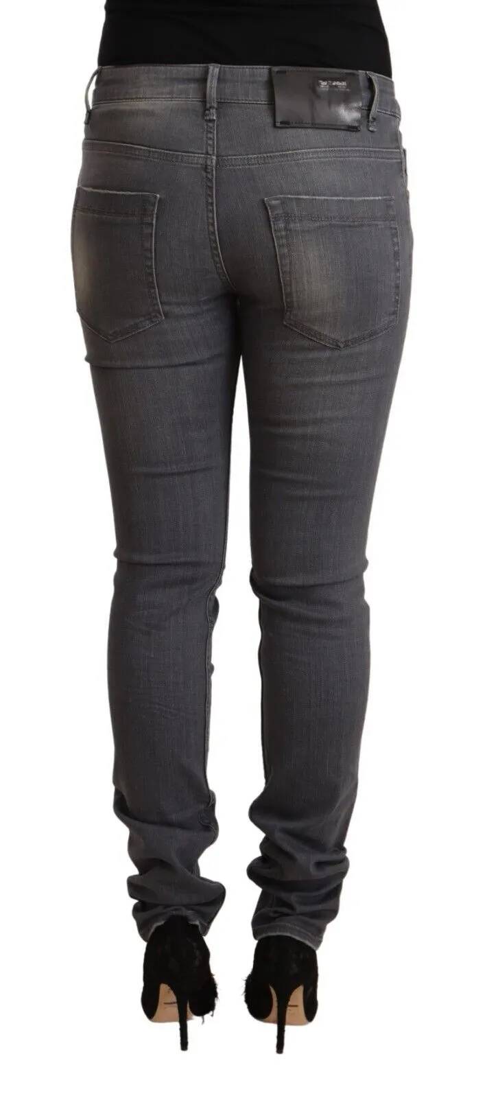 Elegant Dark Gray Skinny Jeans - Low Waist Zip Closure sold by Louxly product image thumbnail 3