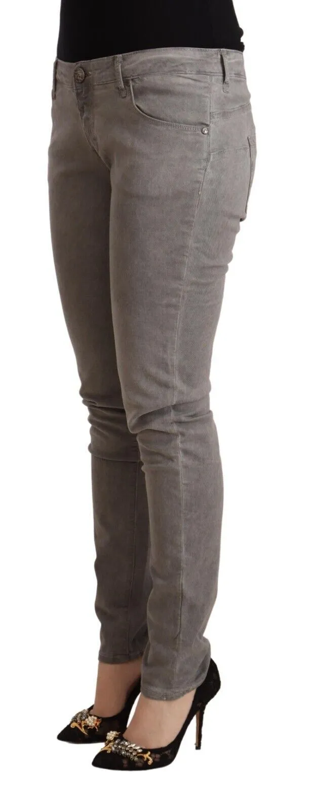 Sleek Gray Skinny Low Waist Jeans sold by Louxly product image thumbnail 2