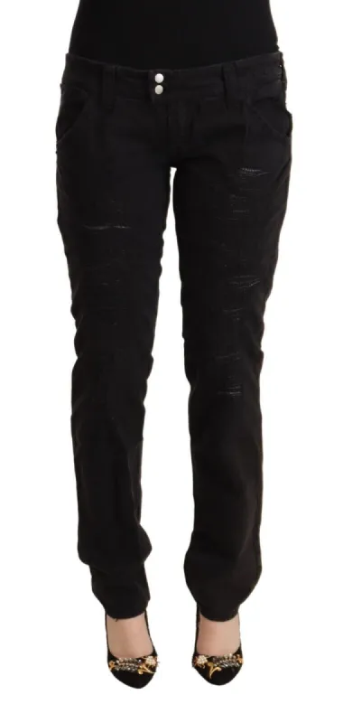 Chic Low Waist Black Slim Fit Jeans sold by Louxly