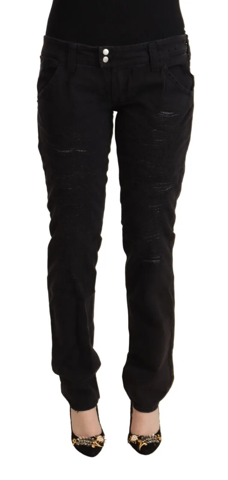Chic Low Waist Black Slim Fit Jeans sold by Louxly