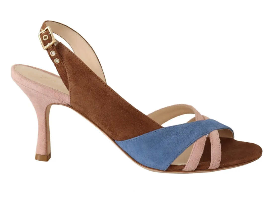 Chic Multicolor Suede Slingback Heel Sandals sold by Louxly