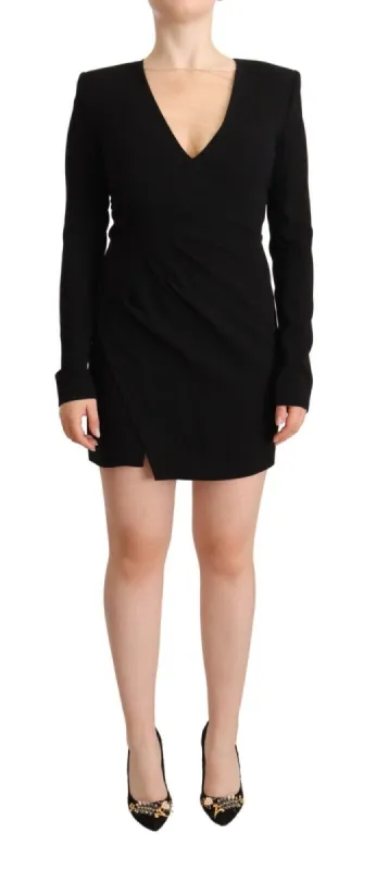 Elegant Black V-Neck Mini Dress sold by Louxly