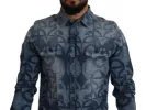 Elegant Slim Fit Casual Blue Men's Shirt sold by Louxly