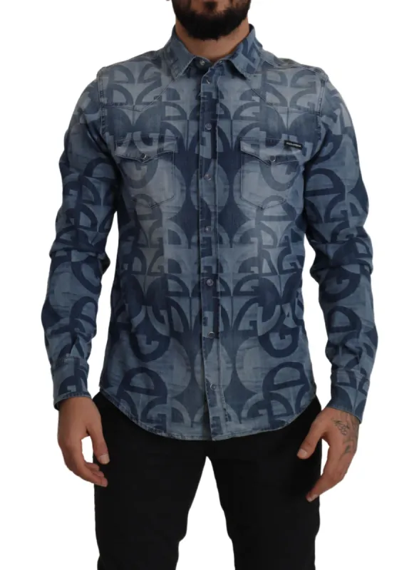 Elegant Slim Fit Casual Blue Men's Shirt sold by Louxly