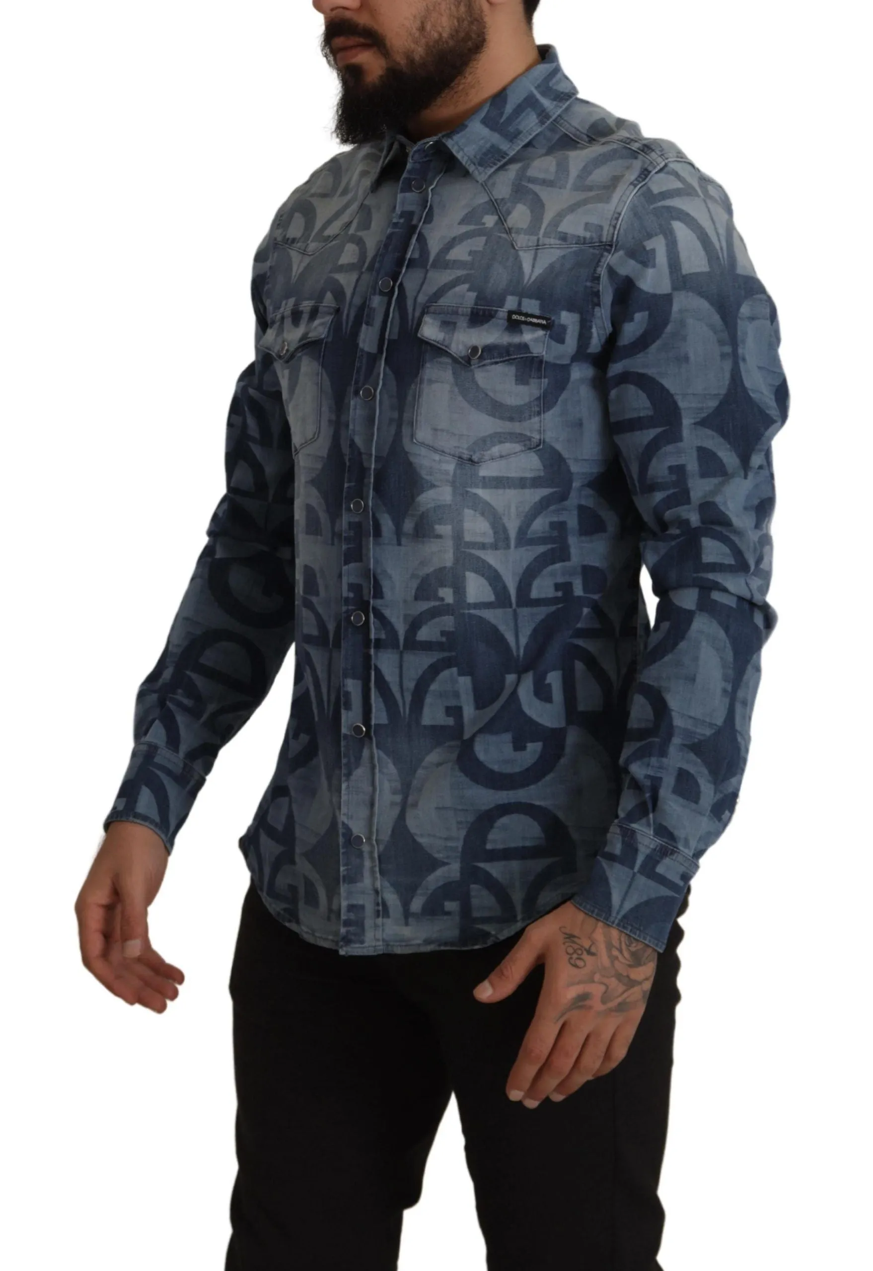 Elegant Slim Fit Casual Blue Men's Shirt sold by Louxly product image thumbnail 2